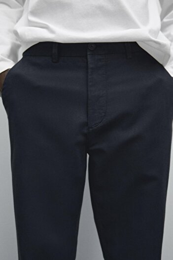 Massimo Dutti Pamuk ve keten karışımlı tapered fit pantolon