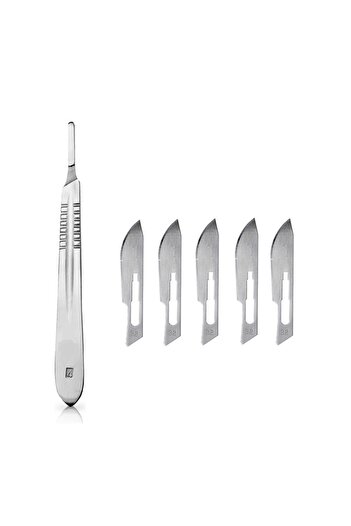 QBR Home Wood Carving Repair Hand Tool Hobby Knife Set (1 Piece Handle with 5 Pieces 22 Number Tips)