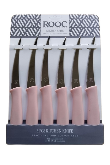 Rooc 6-Piece Laser Cut Kitchen Fruit and Vegetable Knife, Ultra Sharp Blade, Yavruağzı