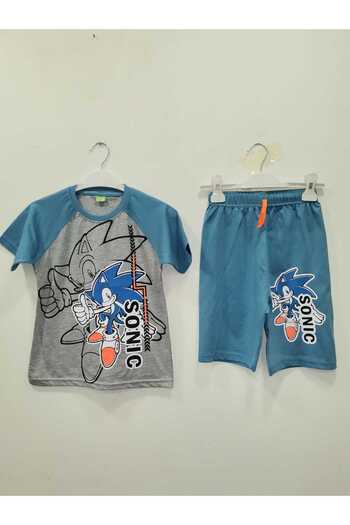 Neefy 2025 Summer New Season Sonic 1 Set 2 Pieces Printed First Quality Combed Cotton Set
