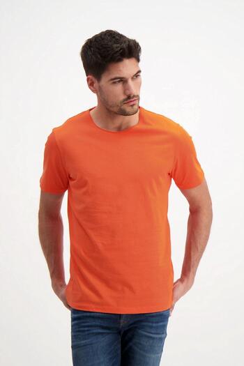 RICH GİYİM Men's Orange Basic T-shirt - Washable