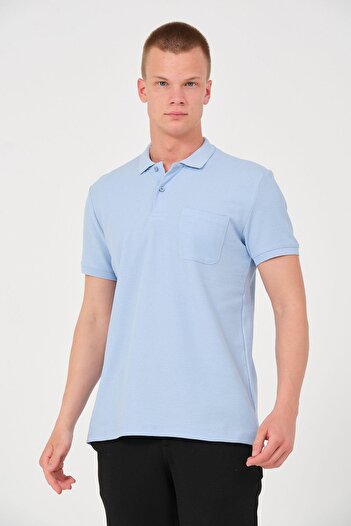 Rich Men's Solid Color Pocket Polo Neck T-shirt