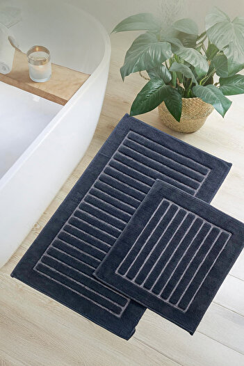 Bestekar Arvia Black 100% Cotton Double Bath Mat Soft Textured Machine Washable Luxury Bathroom Carpet
