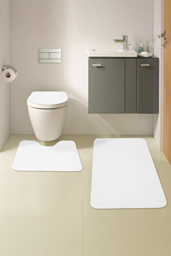Bestekar Luvora Cream Flat Non-Slip Sole Machine Washable Soft 3-Piece Bathroom Set