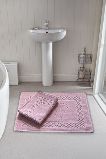 Bestekar Eslora Powder 100% Cotton 50X70 Curler Machine Washable Set of 2 Luxury Foot Mats