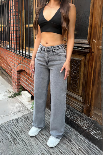 BİKELİFE Women's 90's Stretchy Wide Leg Relaxed Palazzo Jeans