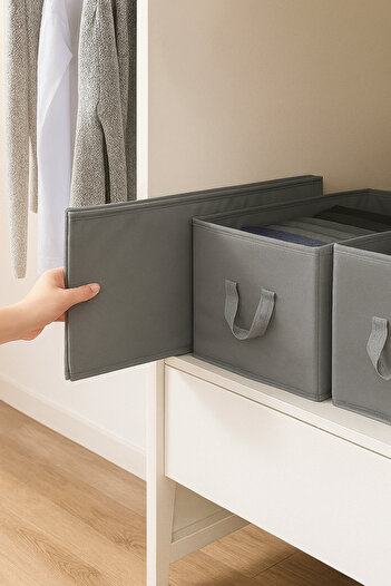 SER&YAT 4 Pcs Interlining in Cabinet Shelf Organizer Mukkavva Foldable Clothing Storage Box 45 Cmx25 Cmx20Cm