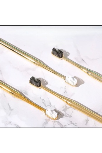 so shine tr Gold Soft Toothbrush-2 Pieces(Gold White and Gold Black)
