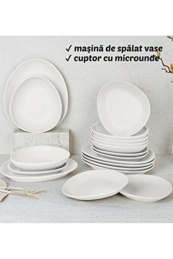 Berlinger Cream Dinner Set Dining Set Of 18 Plates Farfurii Sahara Collection Dishwasher Microwave Safe