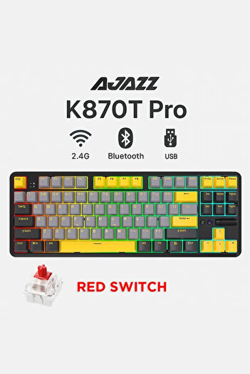 Ajazz K870T Pro 3 Modlu Hot-Swap RGB, Mekanik Klavye - Siyah