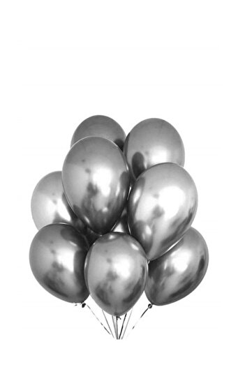 Deniz Party Store Krom Balon 12" Inç Koyu Gri Renk 5 Adet