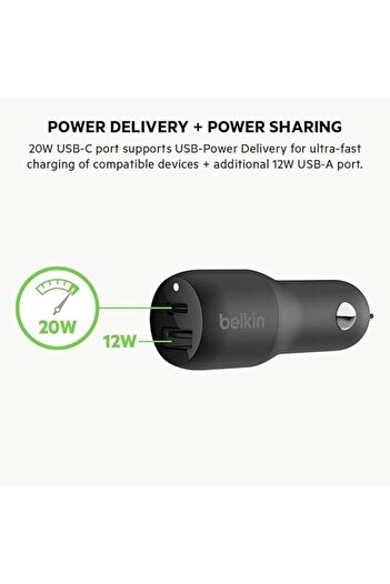 Belkin Dual USB-A Car Charger 2x12W Fast Charging Ports for Phones & Devices on the Go