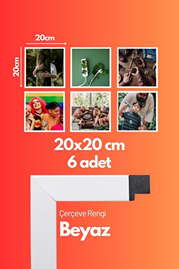 AtlasSG 21mm 6-Piece Frame Set 20X20 cm 6 Pieces Photo Picture Frame Wall Hanging Shatterproof Pvc