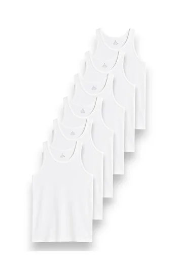 LAUMA Men's White Ribbed Undershirt 6 Pack |   100% Cotton |   Breathable Fabric |   Daily Underwear