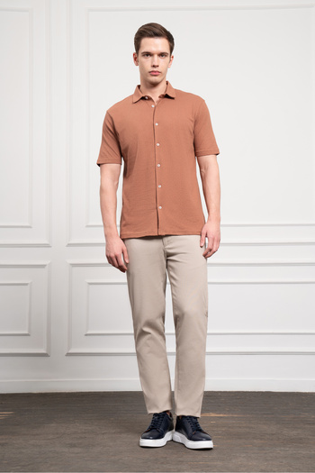 Morven Men's Tile Trend Apache Collar Dynamic Fit Short Sleeve Shirt