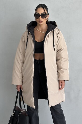 moda armanc Μακρύ φουσκωτό παλτό διπλής όψης Regular Fit