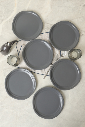 Keramika Farfurie pentru Tort Bloom Gri Mat 24 Cm 6 Bucăți 959