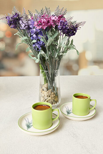 Keramika Elegant Blossoms Green Coffee Set 4 Pieces for 2 People 21788
