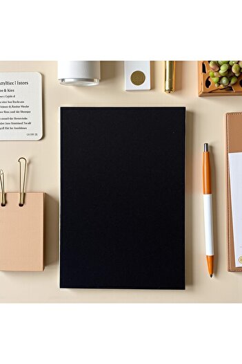 Fark Tanıtım Special Design Black Cover A5 Enzo Dotted Notebook - 180 Degree Openable