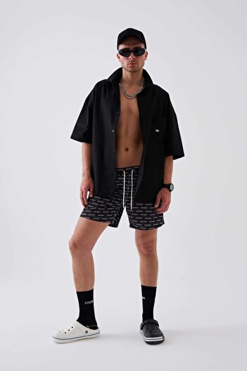 Machinist Black Machinist Printed Men's Swim Shorts