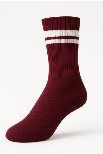 Hakan Collezione 2 Pieces Burgundy White Striped Unisex Sports College Socks