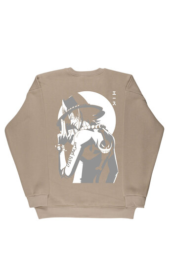 By Caspita Fashion Lenithra One Piece Luffy Anime με στάμπα Unisex Oversize μπεζ φούτερ