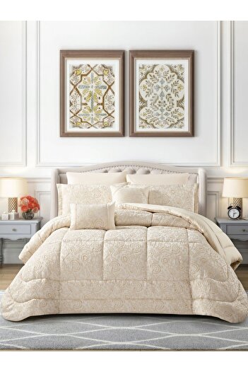 Donetella Luxury 5-Piece Bedding Set – Single Size Poly Jacquard Comforter with 350 GSM Poly Silk Filling