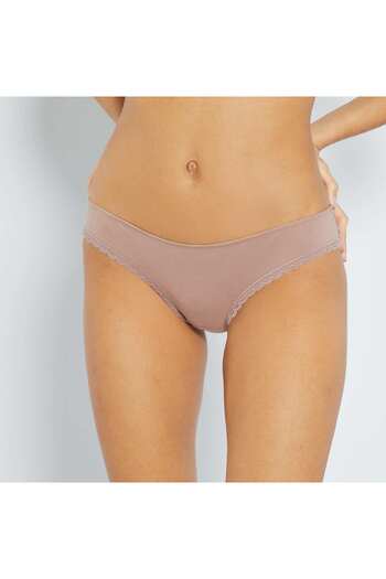 KIABI Pack of 3 cotton and lace briefs PINK