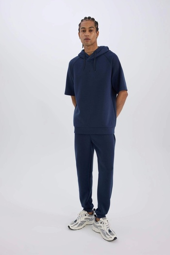 DeFacto Z9112 Navy Blue Defactofit Slim Fit Sportsman Slim Jogger Sweatpants Slim Fit Skuba Diver Ku