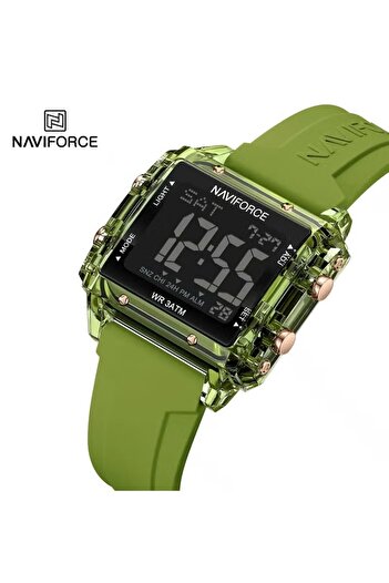 Naviforce Trendy Green Transparent Digital Sports Watch for Women with Silicone Strap