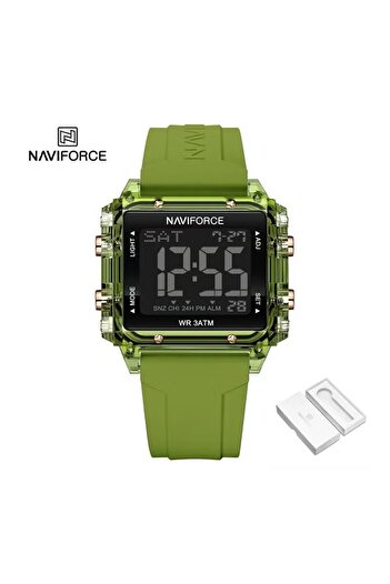 Naviforce Trendy Green Transparent Digital Sports Watch for Women with Silicone Strap
