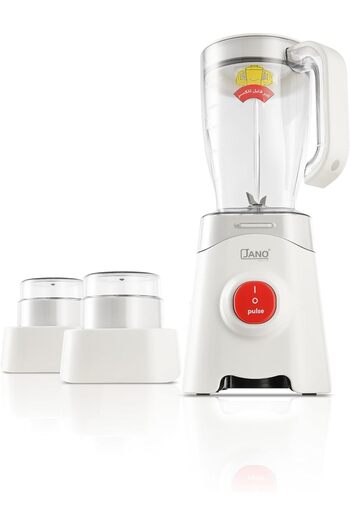 JANO 1.25 Liter 450W Electric Blender 3 in 1, Plastic Jar, Mill & Coffee Grinder, Grater, with S/S B