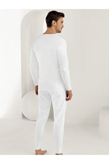 Şahinler Men's Crew Neck Long Length Cuff Interlock Underwear Bottom Top Set