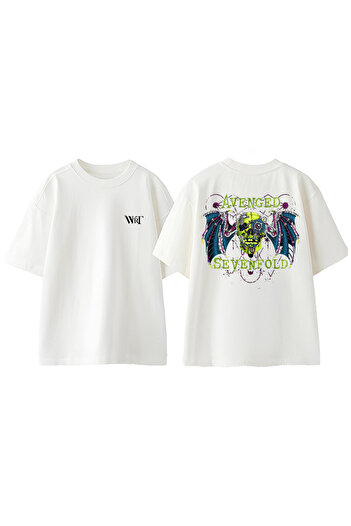 THEWERT Μπλουζάκι Avenged Sevenfold 3 Design με στάμπα από βαμβακερό λευκό oversize