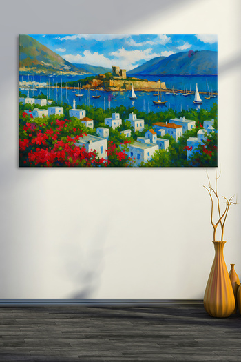 Morfil Sanat Atölyesi Basement Castle Oil Painting Effect Landscape Canvas Painting (7 Different Sizes)