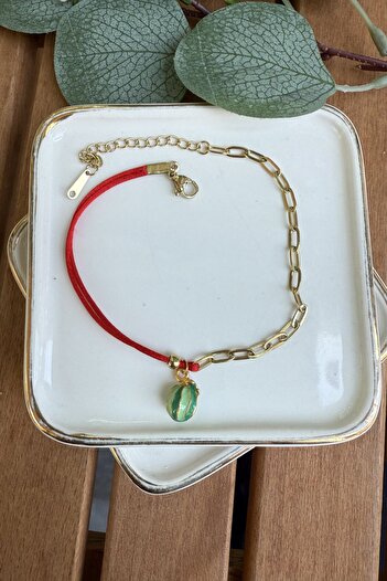 My Joyas Design Steel Red Drawstring Watermelon Anklet 21+5cm