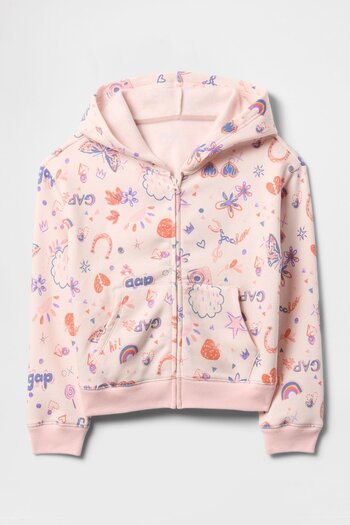 GAP Girl |   Logo French Terry Fabric Zippered Sweatshirt