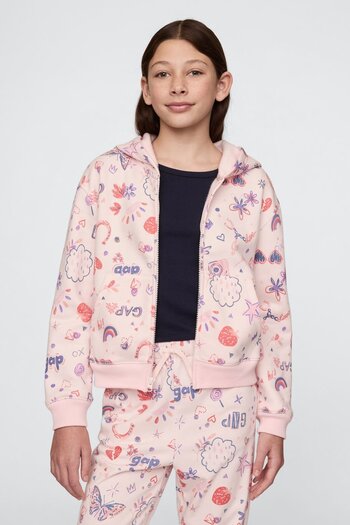 GAP Girl |   Logo French Terry Fabric Zippered Sweatshirt
