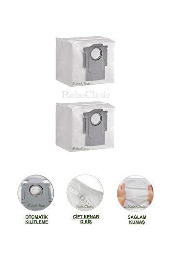 Roboclinic 2Pcs Dust Bags Compatible for Roborock S8 Plus, S8 Pro Ultra Robot Vacuum Cleaner