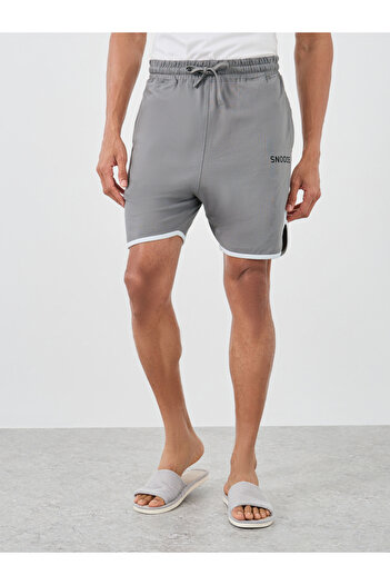 Styli Knitted Shorts with Print and Piping Detail