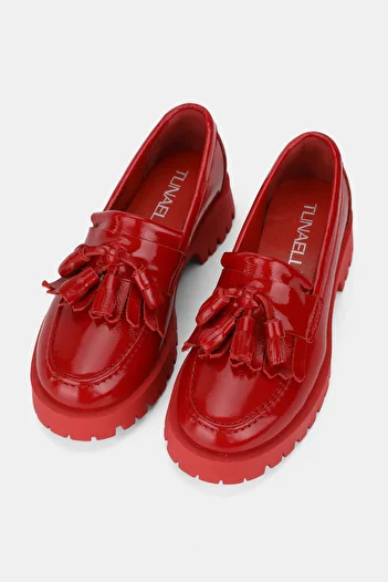 TUNAELLİ PANTOFI DE FEMEIE ROSII PIELE VERITABILĂ PIELE NATURALĂ NUMĂRUL 36-41 LOAFER CU CIUCURI