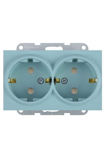 PANASONIC Double Schuko Socket Mechanism with Child Protection Karre Plus 55 Soft Touch Turquoise