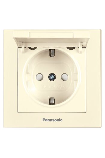 PANASONIC Mecanism Schuko Socket with Protective Lid for Children - Karre Plus 55 Beige