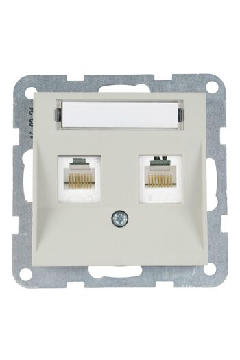 PANASONIC MECANISM PRIZA 2xCAT5e cu ETICHETA KARRE PLUS 55 SOFT TOUCH SANDSTONE