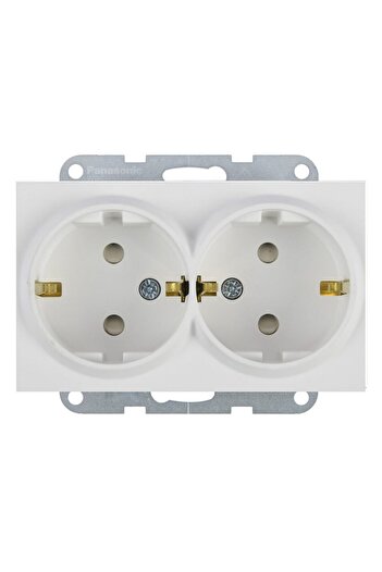 PANASONIC Double Schuko Socket Mechanism Karre Plus 55 Soft Touch Seashell