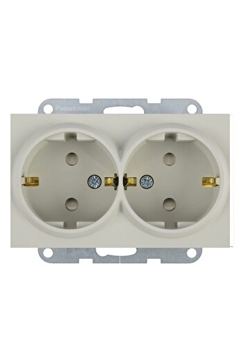 PANASONIC Double Schuko Socket Mechanism with Child Protection Karre Plus 55 Soft Touch Sandstone