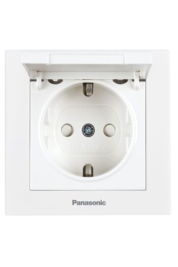 PANASONIC Mechanism Schuko Socket with Cap and Child Protection Karre Plus 55 White