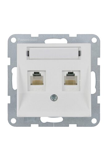PANASONIC Telephone Socket 2xCAT3 with Label Karre Plus 55 Soft Touch Seashell