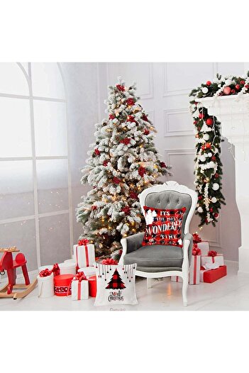 Tibroni Set of 4 Christmas pillowcases Tibroni, red/white/black, textile, 45 x 45 cm