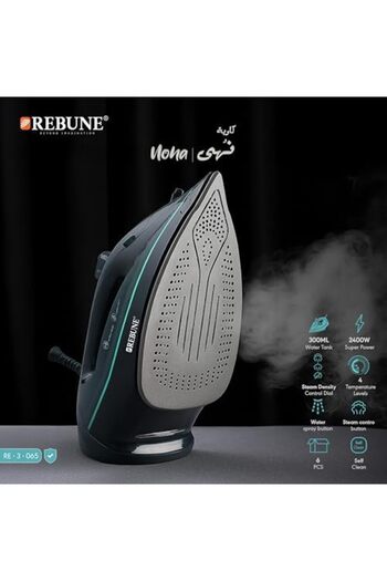 rebune Noha Steam Iron, 2400 Watts, 300 ml Water Tank, Temperature and Steam Control, Black